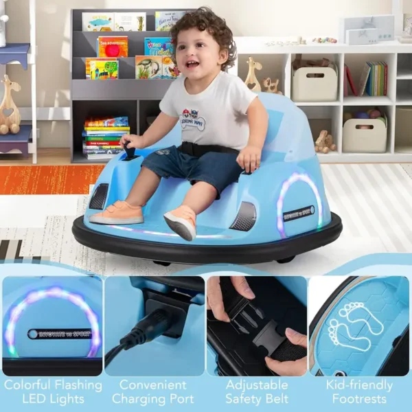 COSTWAY Kids Bumper Car, 360-Degree Rotation Spin Waltzer Cars with Joysticks, Remote Control, Colorful Flashing Lights and Music, Electric Ride on Toy for 18+ Months Old - Image 5