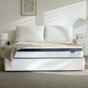 Bezzze Hybrid Mattress – 10–12" Queen Size Mattress in a Box with Memory Foam & Pocket Coils for Pressure Relief & Lumbar Support